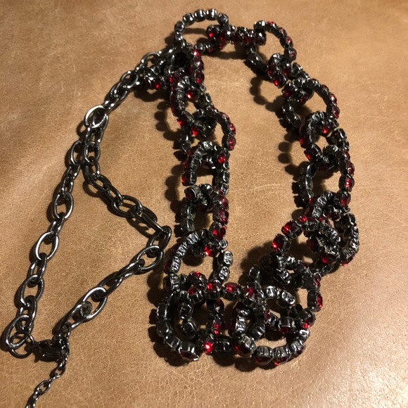 Nine West Red rhinestone loop necklace - Picture 4 of 8